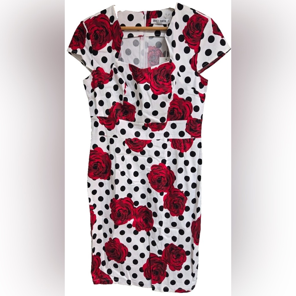 Grace Karin Kentucky Derby rockabilly floral pin up pencil dress XL sz new w tag